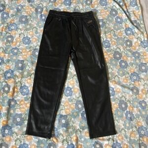 Tagoo black faux leather joggers straight leg fit women's medium NWT